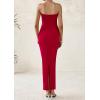 imagePRETTYGARDEN Womens Summer Semi Formal Cocktail Dresses Strapless Tube Bodycon Ruched Slit Evening Wedding Guest Maxi DressRed