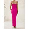 imagePRETTYGARDEN Womens Summer Semi Formal Cocktail Dresses Strapless Tube Bodycon Ruched Slit Evening Wedding Guest Maxi DressRose Pink