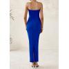 imagePRETTYGARDEN Womens Summer Semi Formal Cocktail Dresses Strapless Tube Bodycon Ruched Slit Evening Wedding Guest Maxi DressRoyal Blue