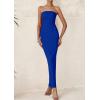 imagePRETTYGARDEN Womens Summer Semi Formal Cocktail Dresses Strapless Tube Bodycon Ruched Slit Evening Wedding Guest Maxi DressRoyal Blue