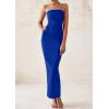 imagePRETTYGARDEN Womens Summer Semi Formal Cocktail Dresses Strapless Tube Bodycon Ruched Slit Evening Wedding Guest Maxi DressRoyal Blue