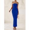 imagePRETTYGARDEN Womens Summer Semi Formal Cocktail Dresses Strapless Tube Bodycon Ruched Slit Evening Wedding Guest Maxi DressRoyal Blue