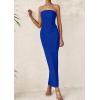 imagePRETTYGARDEN Womens Summer Semi Formal Cocktail Dresses Strapless Tube Bodycon Ruched Slit Evening Wedding Guest Maxi DressRoyal Blue