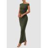 imagePRETTYGARDEN Womens Two Piece Skirt Set 2025 Summer Outfits One Shoulder Sleeveless Ruched Slit Bodycon Maxi SkirtsArmy Green