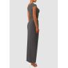imagePRETTYGARDEN Womens Two Piece Skirt Set 2025 Summer Outfits One Shoulder Sleeveless Ruched Slit Bodycon Maxi SkirtsGrey
