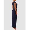 imagePRETTYGARDEN Womens Two Piece Skirt Set 2025 Summer Outfits One Shoulder Sleeveless Ruched Slit Bodycon Maxi SkirtsNavy