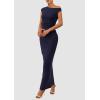 imagePRETTYGARDEN Womens Two Piece Skirt Set 2025 Summer Outfits One Shoulder Sleeveless Ruched Slit Bodycon Maxi SkirtsNavy