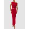 imagePRETTYGARDEN Womens Two Piece Skirt Set 2025 Summer Outfits One Shoulder Sleeveless Ruched Slit Bodycon Maxi SkirtsRed
