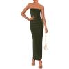 imagePRETTYGARDEN Womens Summer Semi Formal Cocktail Dresses Strapless Tube Bodycon Ruched Slit Evening Wedding Guest Maxi DressArmy Green