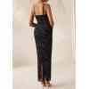 imagePRETTYGARDEN Wedding Guest Dresses for Women 2025 Summer Trendy Floral Spaghetti Strap Ruched Mesh Bodycon Long Maxi DressFloral Black