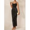 imagePRETTYGARDEN Wedding Guest Dresses for Women 2025 Summer Trendy Floral Spaghetti Strap Ruched Mesh Bodycon Long Maxi DressFloral Black