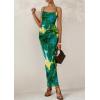 imagePRETTYGARDEN Wedding Guest Dresses for Women 2025 Summer Trendy Floral Spaghetti Strap Ruched Mesh Bodycon Long Maxi DressFloral Green