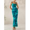 imagePRETTYGARDEN Wedding Guest Dresses for Women 2025 Summer Trendy Floral Spaghetti Strap Ruched Mesh Bodycon Long Maxi DressFloral Lake Blue