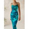 imagePRETTYGARDEN Wedding Guest Dresses for Women 2025 Summer Trendy Floral Spaghetti Strap Ruched Mesh Bodycon Long Maxi DressFloral Lake Blue
