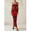 imagePRETTYGARDEN Wedding Guest Dresses for Women 2025 Summer Trendy Floral Spaghetti Strap Ruched Mesh Bodycon Long Maxi DressFloral Red