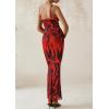 imagePRETTYGARDEN Wedding Guest Dresses for Women 2025 Summer Trendy Floral Spaghetti Strap Ruched Mesh Bodycon Long Maxi DressFloral Red