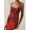 imagePRETTYGARDEN Wedding Guest Dresses for Women 2025 Summer Trendy Floral Spaghetti Strap Ruched Mesh Bodycon Long Maxi DressFloral Red