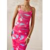 imagePRETTYGARDEN Wedding Guest Dresses for Women 2025 Summer Trendy Floral Spaghetti Strap Ruched Mesh Bodycon Long Maxi DressFloral Rose Red