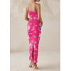 imagePRETTYGARDEN Wedding Guest Dresses for Women 2025 Summer Trendy Floral Spaghetti Strap Ruched Mesh Bodycon Long Maxi DressFloral Rose Red