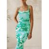 imagePRETTYGARDEN Wedding Guest Dresses for Women 2025 Summer Trendy Floral Spaghetti Strap Ruched Mesh Bodycon Long Maxi DressFloral White Light Green