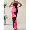 imagePRETTYGARDEN Women Summer Strapless Maxi Dress Bodycon Floral Sexy Long Wedding Guest Dress Formal Tube Mesh Cocktail DressesBlack Pink Flower