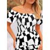 imagePRETTYGARDEN Womens 2025 Summer Boho Midi Dress Off Shoulder Puff Sleeve Print Smocked Ruffle Beach Long Flowy DressesBlack