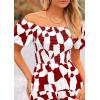 imagePRETTYGARDEN Womens 2025 Summer Boho Midi Dress Off Shoulder Puff Sleeve Print Smocked Ruffle Beach Long Flowy DressesWine Red