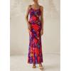 imagePRETTYGARDEN Womens Floral Maxi Dress 2025 Summer Elegant Spaghetti Strap Mesh Bodycon Wedding Guest Long DressesNavy Red Floral