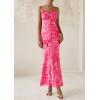 imagePRETTYGARDEN Womens Floral Maxi Dress 2025 Summer Elegant Spaghetti Strap Mesh Bodycon Wedding Guest Long DressesPink Floral