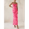imagePRETTYGARDEN Womens Floral Maxi Dress 2025 Summer Elegant Spaghetti Strap Mesh Bodycon Wedding Guest Long DressesPink Floral