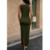imagePRETTYGARDEN Womens Maxi Bodycon Dress 2025 Summer Sleeveless Buttons Elegant Cocktail Party Sweater Long DressesArmy Green
