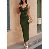 imagePRETTYGARDEN Womens Maxi Bodycon Dress 2025 Summer Sleeveless Buttons Elegant Cocktail Party Sweater Long DressesArmy Green
