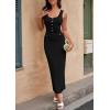 imagePRETTYGARDEN Womens Maxi Bodycon Dress 2025 Summer Sleeveless Buttons Elegant Cocktail Party Sweater Long DressesBlack