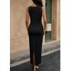 imagePRETTYGARDEN Womens Maxi Bodycon Dress 2025 Summer Sleeveless Buttons Elegant Cocktail Party Sweater Long DressesBlack