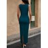 imagePRETTYGARDEN Womens Maxi Bodycon Dress 2025 Summer Sleeveless Buttons Elegant Cocktail Party Sweater Long DressesLake Blue