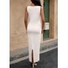 imagePRETTYGARDEN Womens Maxi Bodycon Dress 2025 Summer Sleeveless Buttons Elegant Cocktail Party Sweater Long DressesWhite