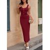 imagePRETTYGARDEN Womens Maxi Bodycon Dress 2025 Summer Sleeveless Buttons Elegant Cocktail Party Sweater Long DressesWine Red