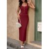 imagePRETTYGARDEN Womens Maxi Bodycon Dress 2025 Summer Sleeveless Buttons Elegant Cocktail Party Sweater Long DressesWine Red