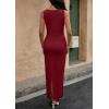 imagePRETTYGARDEN Womens Maxi Bodycon Dress 2025 Summer Sleeveless Buttons Elegant Cocktail Party Sweater Long DressesWine Red