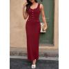 imagePRETTYGARDEN Womens Maxi Bodycon Dress 2025 Summer Sleeveless Buttons Elegant Cocktail Party Sweater Long DressesWine Red
