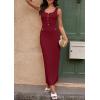 imagePRETTYGARDEN Womens Maxi Bodycon Dress 2025 Summer Sleeveless Buttons Elegant Cocktail Party Sweater Long DressesWine Red