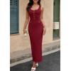 imagePRETTYGARDEN Womens Maxi Bodycon Dress 2025 Summer Sleeveless Buttons Elegant Cocktail Party Sweater Long DressesWine Red