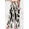 imagePRETTYGARDEN Womens Pants Dressy Casual Wide Leg Graphic Print Lounge Pants Women Comfy High Waist Pleated Palazzo PantsBlack on Beige