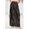 imagePRETTYGARDEN Womens Pants Dressy Casual Wide Leg Graphic Print Lounge Pants Women Comfy High Waist Pleated Palazzo PantsBlack on Dark Brown