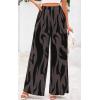imagePRETTYGARDEN Womens Pants Dressy Casual Wide Leg Graphic Print Lounge Pants Women Comfy High Waist Pleated Palazzo PantsBlack on Dark Brown