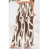 imagePRETTYGARDEN Womens Pants Dressy Casual Wide Leg Graphic Print Lounge Pants Women Comfy High Waist Pleated Palazzo PantsCoffee on Beige