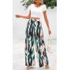 imagePRETTYGARDEN Womens Pants Dressy Casual Wide Leg Graphic Print Lounge Pants Women Comfy High Waist Pleated Palazzo PantsLake Green