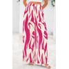 imagePRETTYGARDEN Womens Pants Dressy Casual Wide Leg Graphic Print Lounge Pants Women Comfy High Waist Pleated Palazzo PantsRose Red on Beige