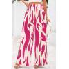 imagePRETTYGARDEN Womens Pants Dressy Casual Wide Leg Graphic Print Lounge Pants Women Comfy High Waist Pleated Palazzo PantsRose Red on Beige