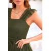 imagePRETTYGARDEN Womens Summer Midi Tulle Dress Sleeveless Smocked Square Neck Ruffle Flowy Party Wedding Guest SundressArmy Green